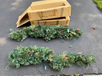 144 Frontgate 6 Foot Pre Lit Christmas Garland - 2 Sections