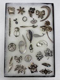 Lot Of Sterling Silver Pins / Brooches - 170g