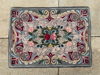 Beautiful Antique Floral Hooked Rug (38' X 51')