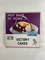 1940s Victory Cakes Cardboard Sign
