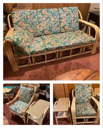 1970s Vintage Rattan Furniture - Sofa, 2 Chairs, 2 Tables
