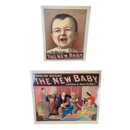 Lot Of Two 1899 Antique Posters For 'The New Baby'