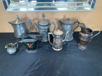 Lot 290 Silverplate Lot Including Holiday Inn Coffee Pot And Nice Piece Of Toleware