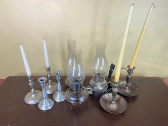 161 Candle Holder And Oil Lamp Lot