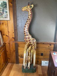 202 Carved Giraffe Sculpture Over 6 Feet 6 Inches Tall