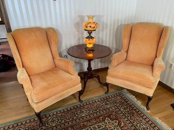 2 Vintage Light Orange Wing Back Chairs