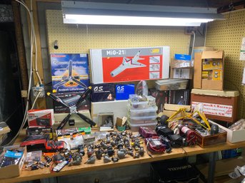 Large Lot Of Radio Controlled Plane Engines And Pieces