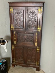 Antique Carved Corner Cabinet (076)