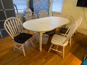 Lot 176 Painted Table & Chairs 72l (18in Leaf) 42 Wide