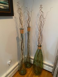 Lot 209 Three Tall Glass Floor Vases And Contents