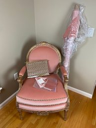 Gorgeous Louis XVI Style  Pink Velvet Custom Made Parlor Chair With Extras 2 Of 2 Available  (175)