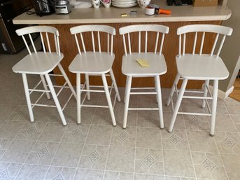 Lot Of 4 White Wooden Stools (236)
