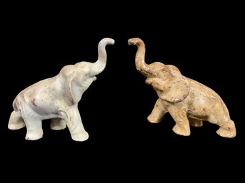 Pair Antique Cast Iron Elephants