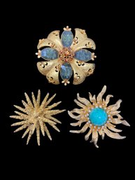 Lot Of 3 Brooches - Florenza & Boucher