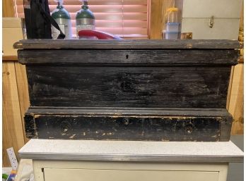 Antique Black Tool Chest And Contents