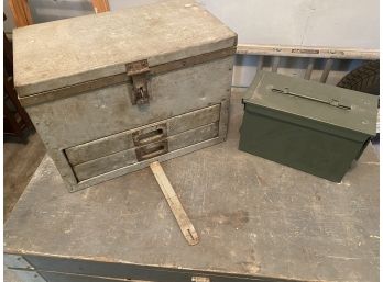 Two Metal Boxes And Contents