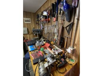 Workbench And Pegboard Lot