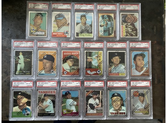 1996 Topps Reprints - Partial Mickey Mantle PSA Graded Card Set - All With Coating