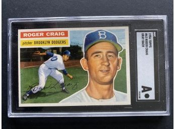 1956 Topps #63 Roger Craig SGC A Brooklyn Dodgers