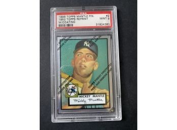1996 Topps Mantle Finest 1952 Topps Reprint With Coating PSA 9