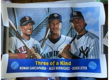 2000 Lithograph 'Three Of A Kind' Jeter, Rodriguez, Garciaparra Topps 120/600
