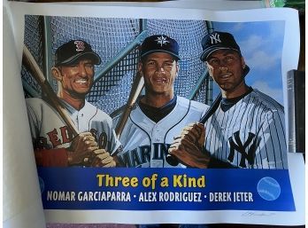 2000 Lithograph 'Three Of A Kind' Jeter, Rodriguez, Garciaparra Topps 119/600