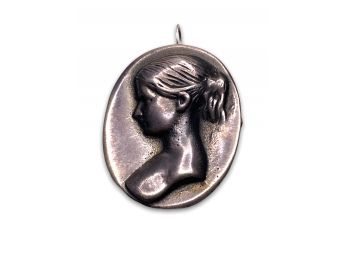 Vintage Sterling Silver Portrait Brooch Or Necklace Pendant