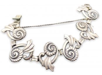 Vintage Sterling Silver Bracelet - Nautilus Theme