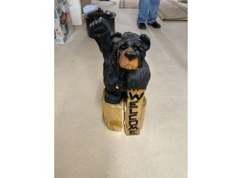 Carved Bear Welcome Sculpture