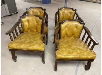 Vintage Naugahyde Chairs On Casters - Set Of 4