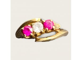 10K Gold Ring With Three Stones Size 4.75