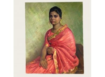 Vintage Oil On Canvas Portrait Painting