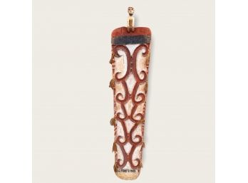 Carved And Decorated Wooden Asmat Shield