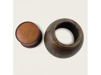 Japanese Kiri Wood Flower Pot With Copper Liner