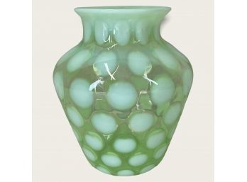 Antique Vaseline Glass Coin Dot Vase