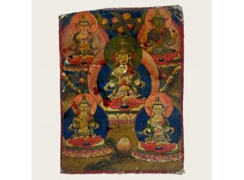 Antique Small Tibetan Buddhist Hand Painted Thangka
