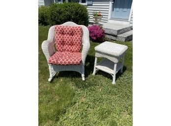 Woven Plastic Wicker Table And Rocking Chair