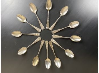 Lot Of 12 Sterling Silver Spoons (257 Grams)