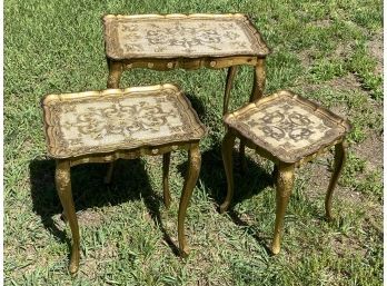 Set Of Three Vintage Plastic Florentia-Style Nesting Tables