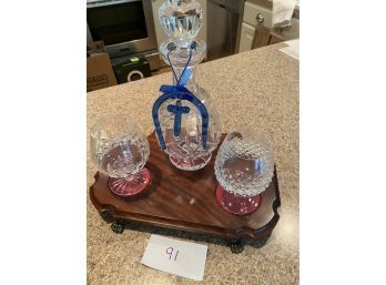 Crystal Decanter And Two Mismatched Snifters (Lot 91)