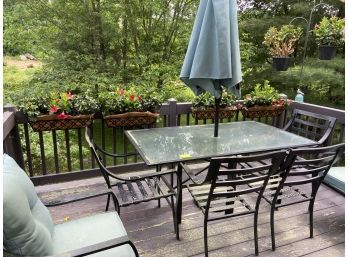 Patio Set With Umbrella And Six Chairs (Lot 12)
