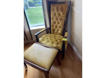 Vintage Gold Chair With Ottoman (Lot 18)