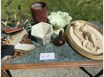 Fenton Compote And Miscellaneous Decorative Items (Lot 65)
