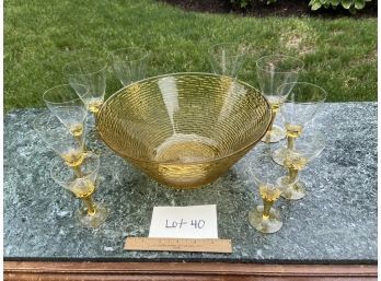 Yellow Bowl And Glasses (Lot 40)