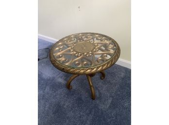 Vintage Plastic Occasional Table With Glass Top