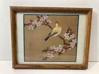 Vintage Chinese Hand Painted Watercolor Painting On Silk