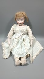 Antique French Bisque Doll, Signed, Pretty Face