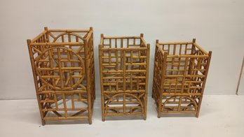 Vintage Bamboo Rattan Stands
