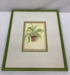 20th Century Spider Plant  Watercolor Painting