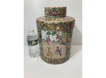 Chinese Export Rose Famille Covered Jar Large!